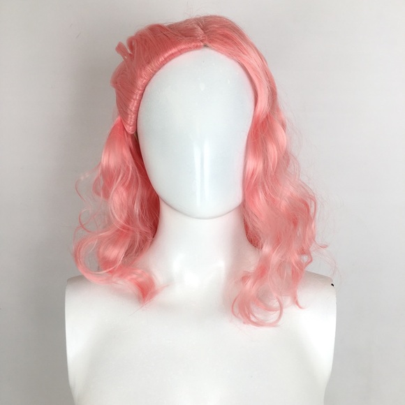 Long Loose Curls Pastel Pink Wig Cosplay NEW NWOT Emo Gamer Anime - Picture 6 of 7